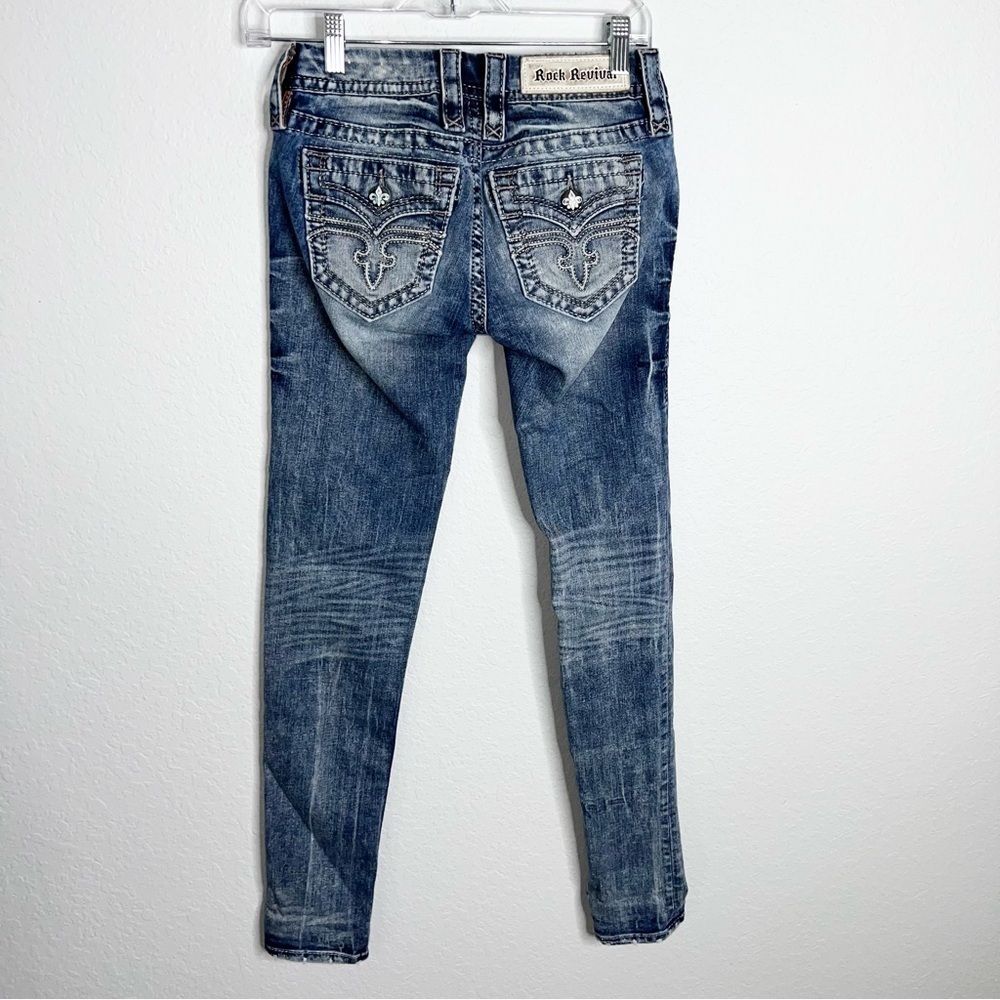 Rock Revival Jeans Women 24 Alivia Skinny Jean Embroidered Pocket B27 - Picture 3 of 10